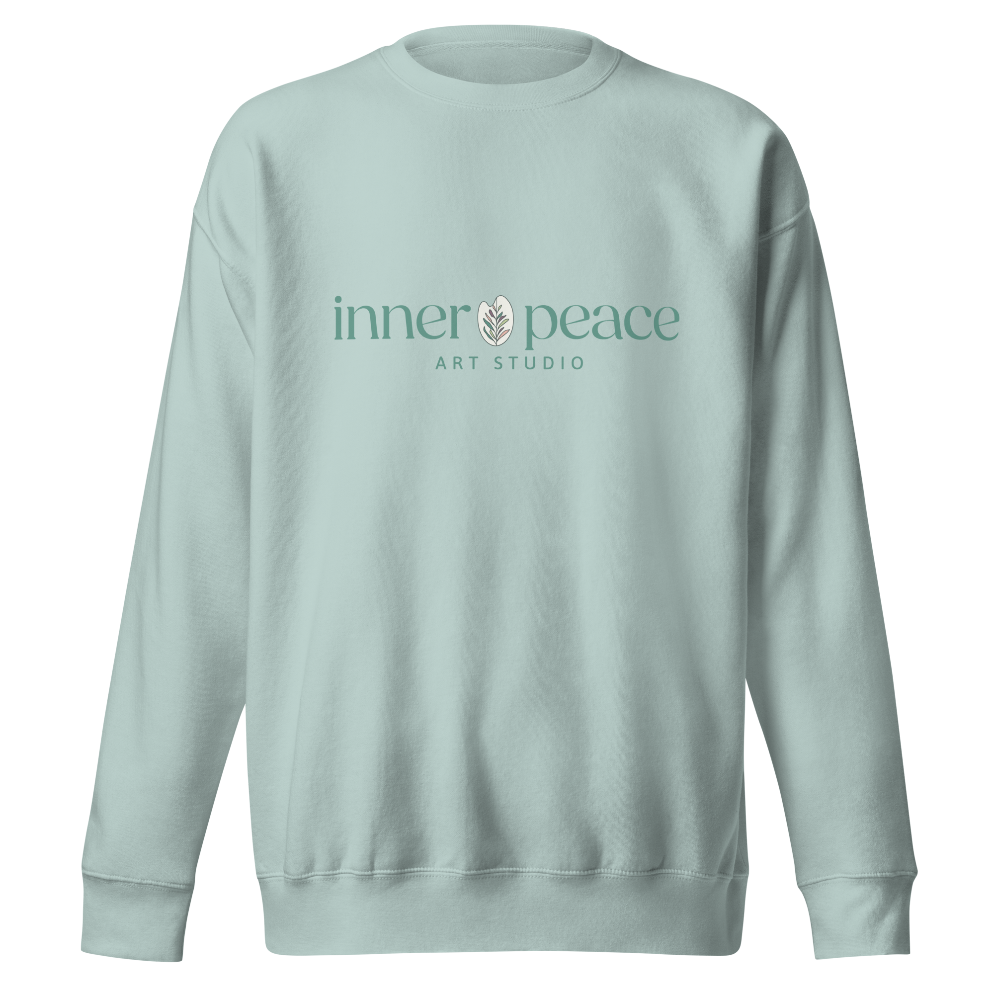 Unisex Premium Sweatshirt - Inner Peace Art Turquoise Logo
