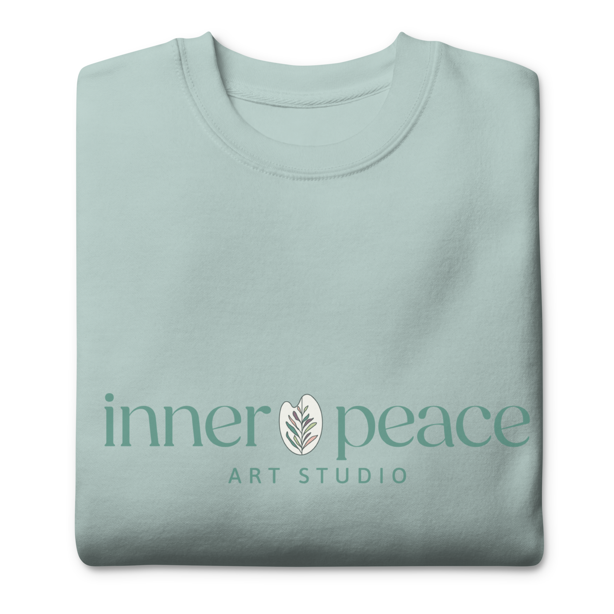 Unisex Premium Sweatshirt - Inner Peace Art Turquoise Logo