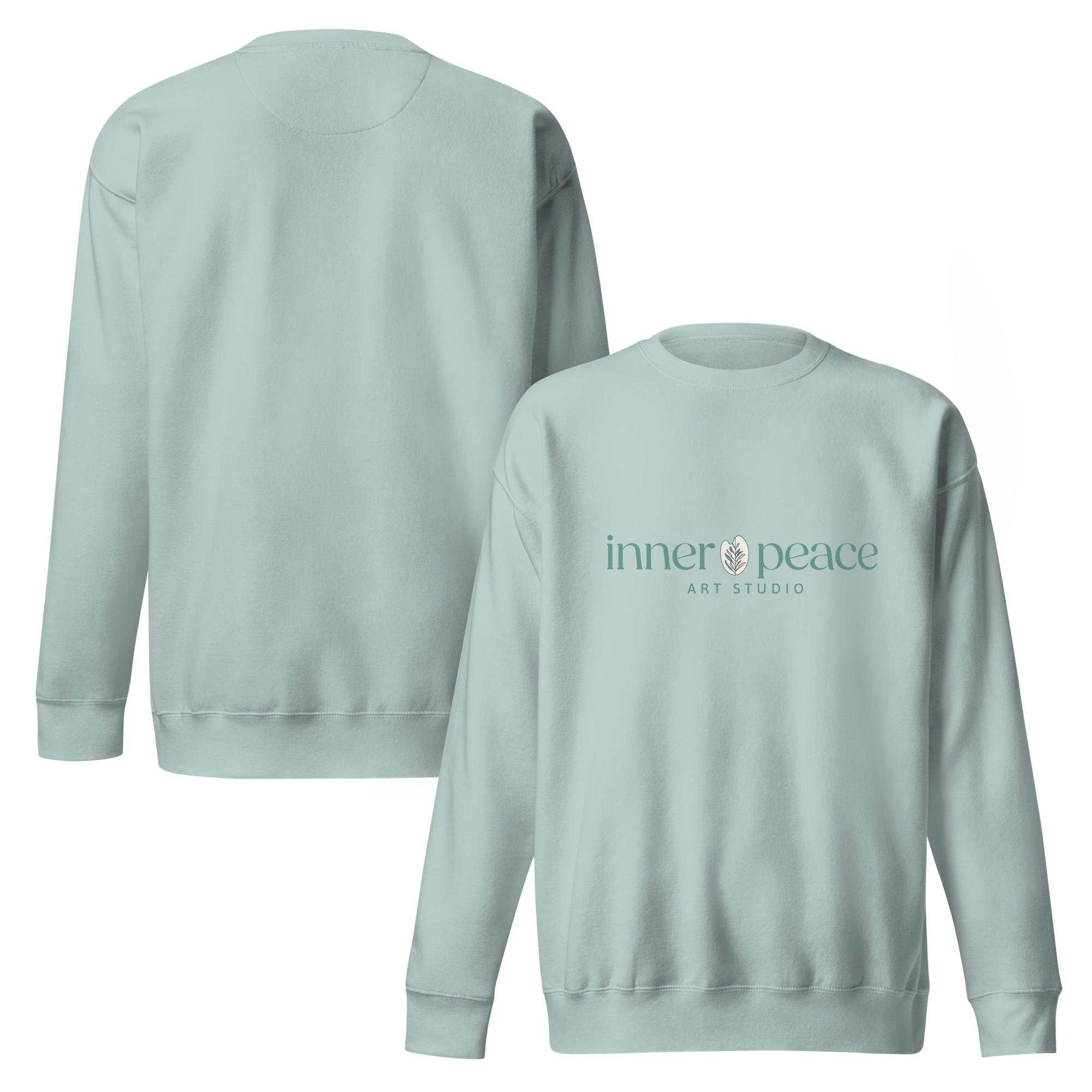 Unisex Premium Sweatshirt - Inner Peace Art Turquoise Logo